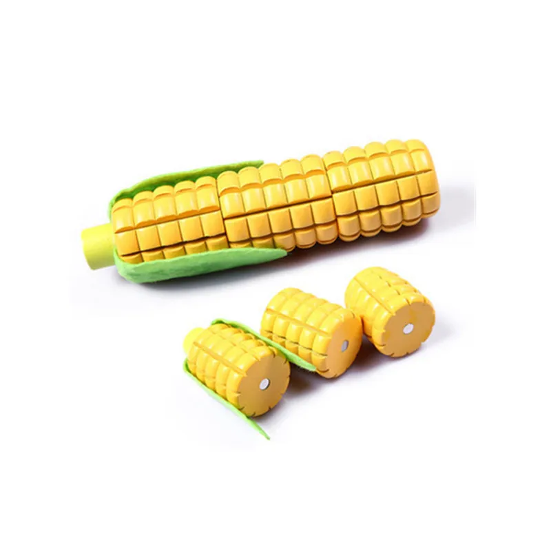 Corn JIMITU деревянные детские кухонные ролевые игры, игрушки для резки овощей, миниатюры еды, игрушки для дома, развивающие игрушки, подарок для девочек - Цвет: Corn