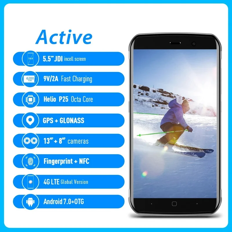 

New Vernee Active V1 Smartphone 5.5" 4GB 64GB MT6757 Octa Core Big Battery 4200mAh NFC IP68 Waterproof Rugged Cellular Phone