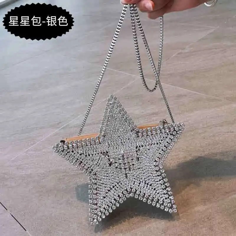 

Diamond star Heart Evening Clutch Shoulder Bags Women 2020 Designer Chic Rhinestone Metal Purse Wedding Party Clutch Purse