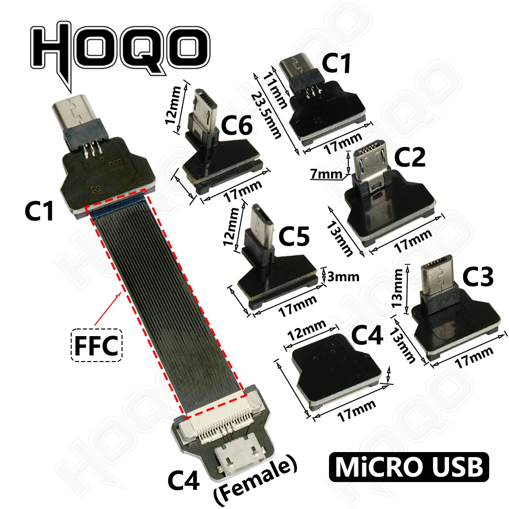 FFC Мини Micro USB удлинитель Type-C ленточный кабель 90 FPV тонкий плоский мягкий гибкий FPC
