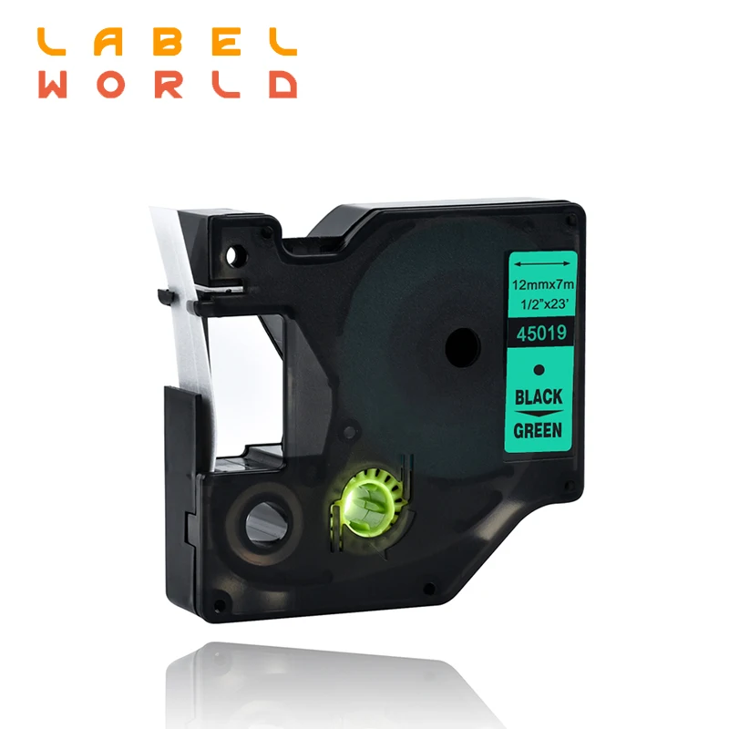 

Label World 45019 Compatible Dymo Label manager 12mm D1 black on green Dymo Maker 45019 Label Tape Dymo PNP 1 pack