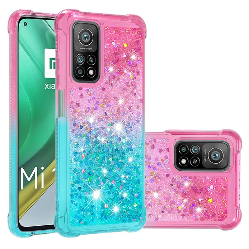 Quicksand телефон чехол для Xiaomi Mi 11 10T Pro Note 10 Lite Mi Poco M3 чехлы Soft TPU Dynamic Glitter Liquid Back Cover Funda
