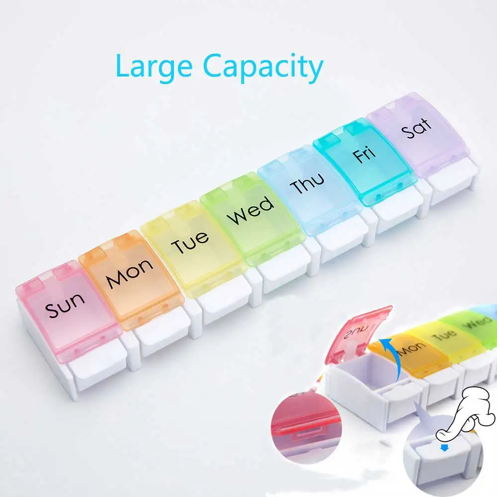 

Colorful Pill Box Medicine Organizer 7 Days Weekly Pills Box Tablet Holder Storage Case Drug Container Pillbox For Traveling