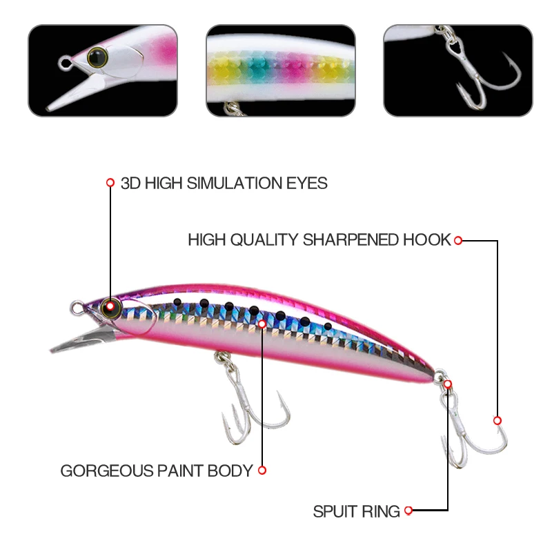 

90mm 28g Long Shot Sinking Minnow Fishing Lure Hard Swimbait