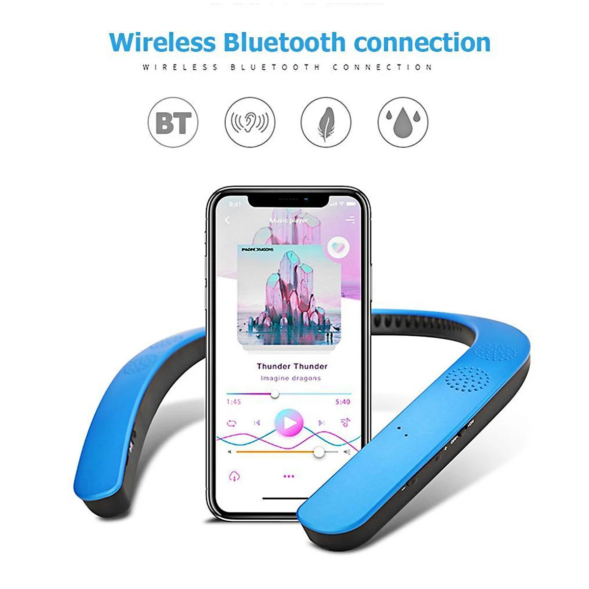 HX321 Wearable Wireless Neckband Earphone BT 5.0 Stereo Sports Headphone Magnetic HD Call Waterproof 4 Speakers Headset with Mic |