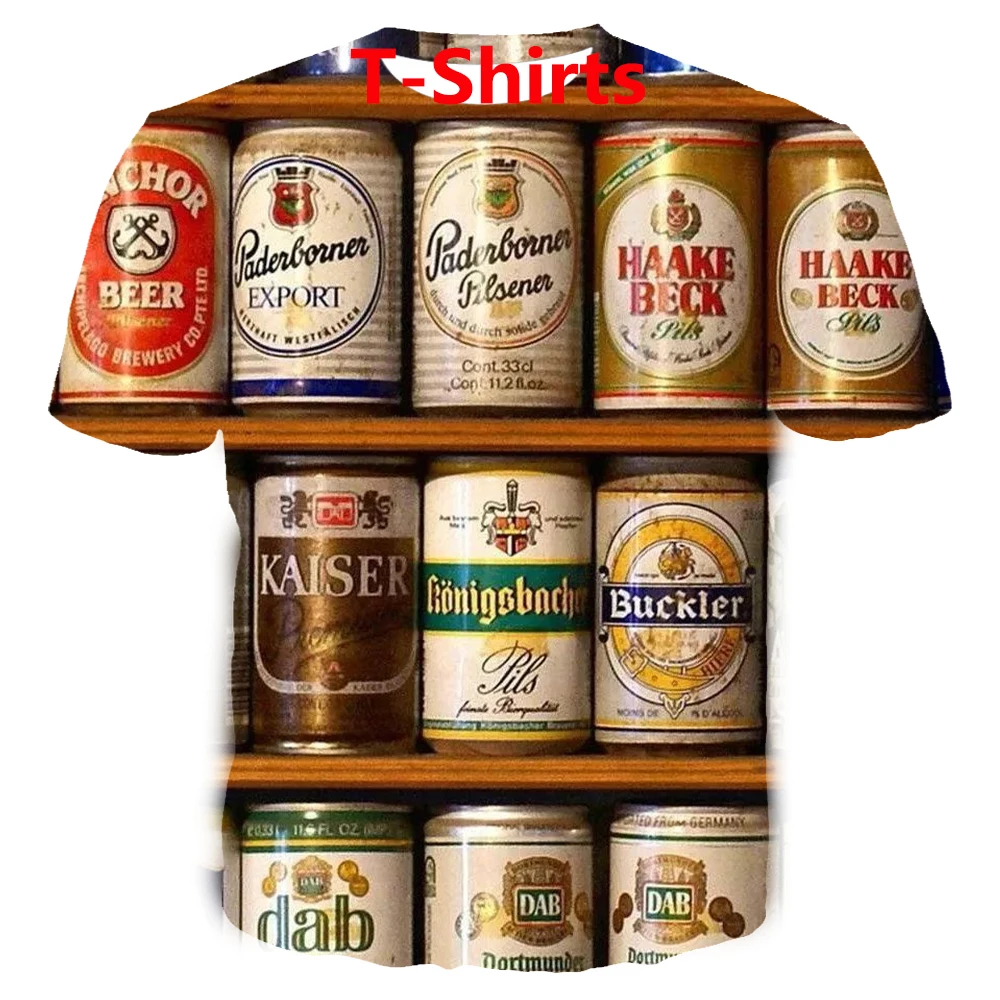

Футболка мужская с 3D-принтом пива и банки, смешная уличная одежда в стиле Харадзюку, пуловер в стиле хип-хоп, спортивный костюм с графическим...