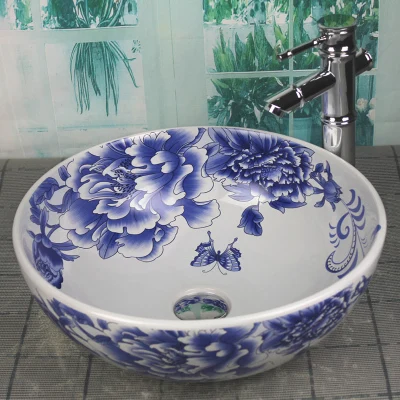 

Bathroom Artistic Ceramic Vessel Sink Bowl Faucet & Pop-up Drain Combo AB222