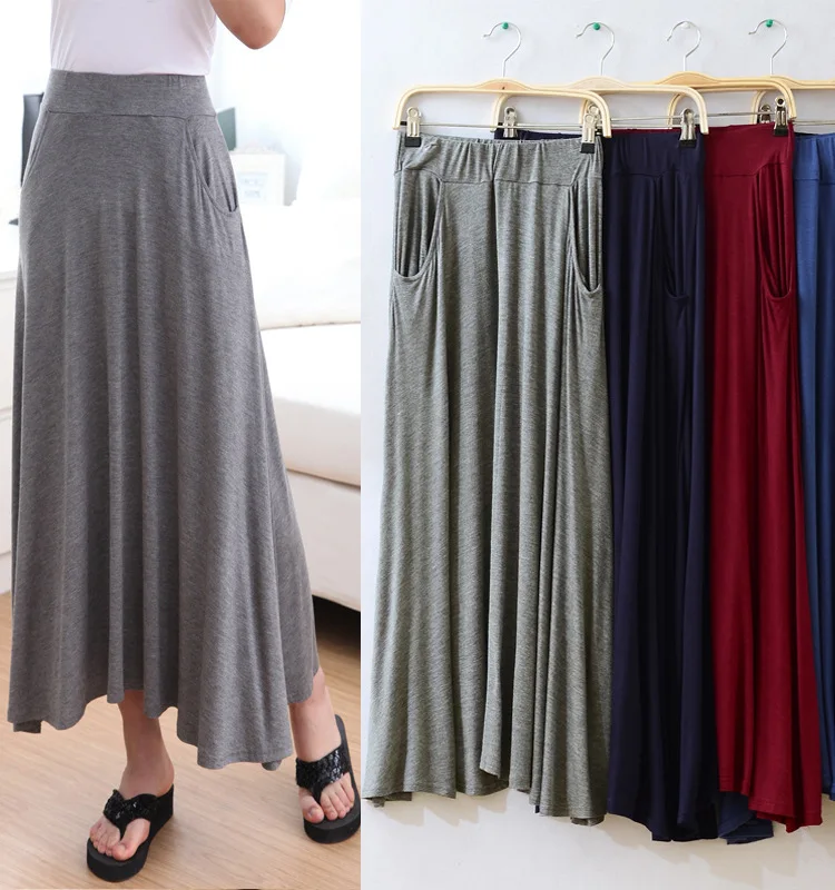 

Temperament Elastic Waist Solid Color Skirts for Women 2021 Spring Summer New Korean Skirt Pocket Women's A-line Skirt One Size