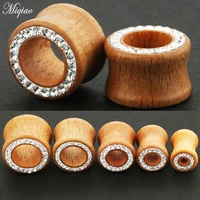 miqiao 1pair hollow wood 8 16mm ear expander perforation fashion popular mens accessories