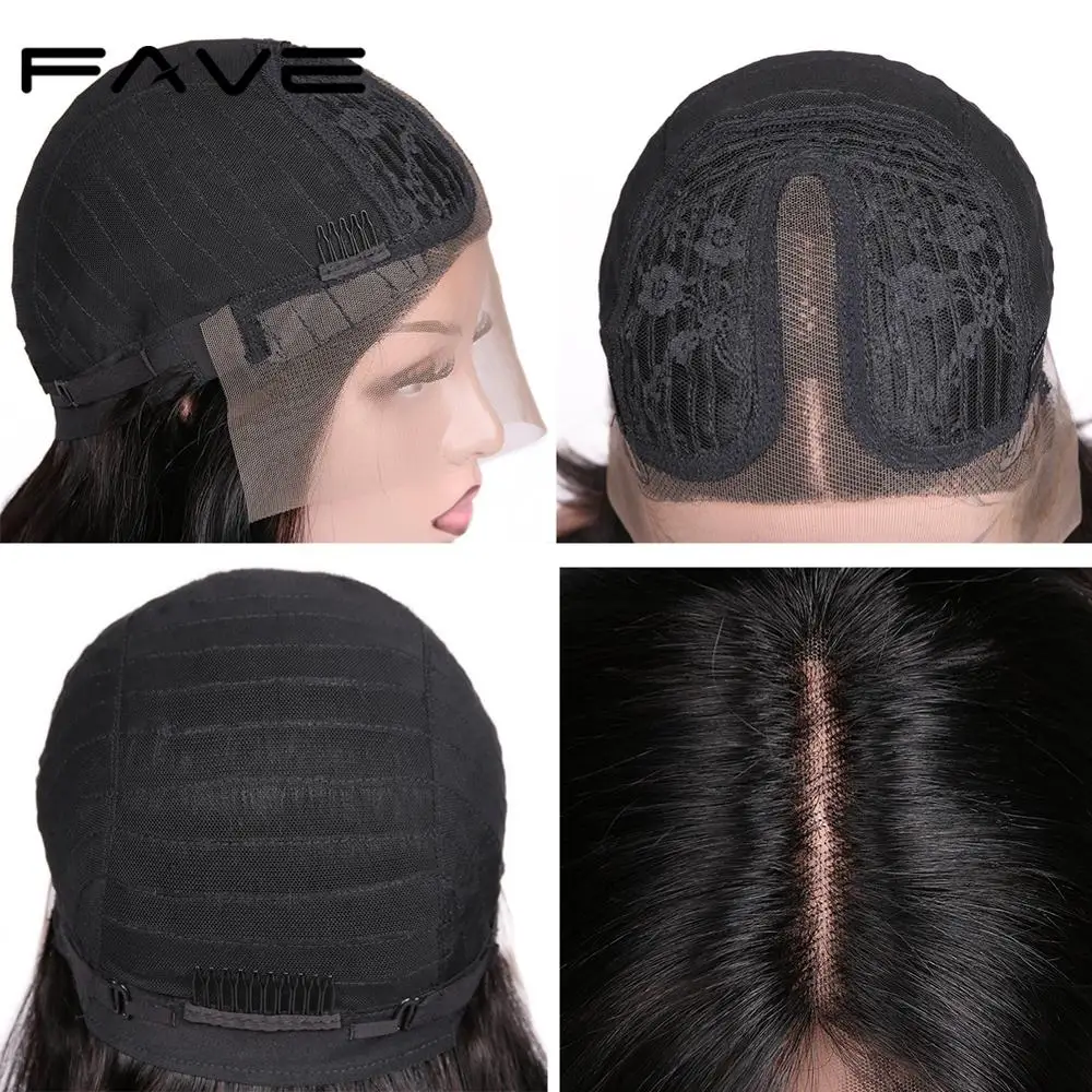 Парики FAVE из человеческих волос на сетке спереди натуральные черные короткие
