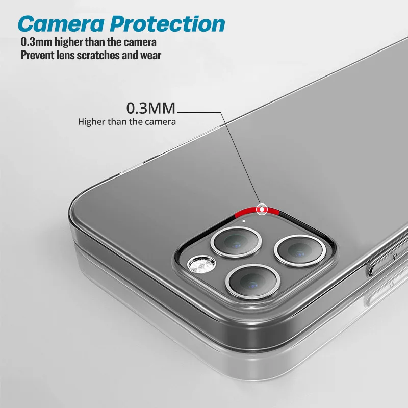 

ANMONE Phone Case For iPhone 12 / Mini / Pro / Pro Max TPU Silicon Clear Fitted Transparent Soft Case for iPhone 12 series