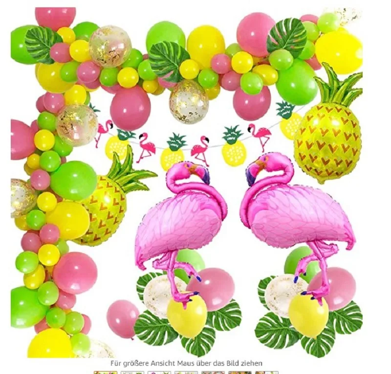 

47pcs/set Tropical Flamingo Theme Hawaiian Party Decorations Banner Palm Leaves Pineapple Flamingo Decoration Balloon Garland