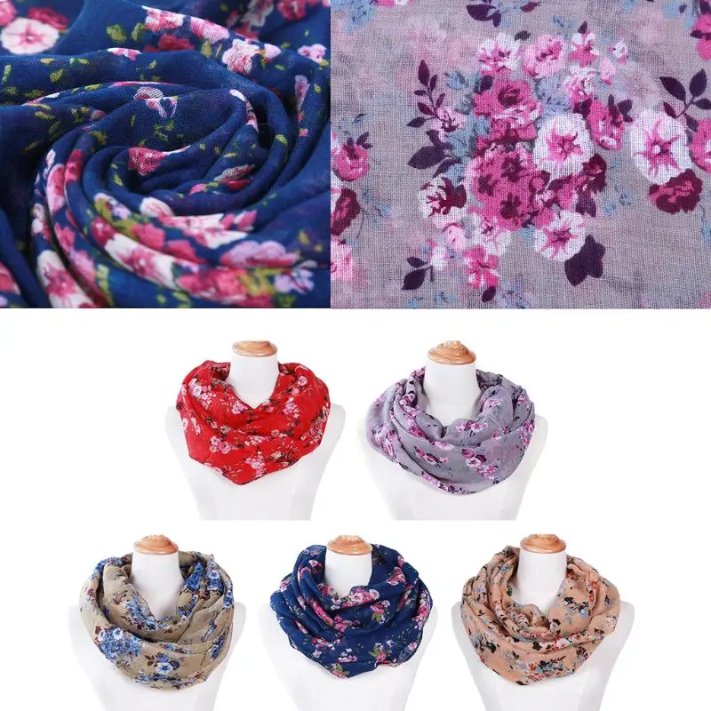 Женские круглые шарфы с цветочным принтом винтажная накидка на шею| |