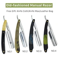 4pcsset professional vintage straight edge barber razor shaving razor straight razor carbon steel folding shaving knife