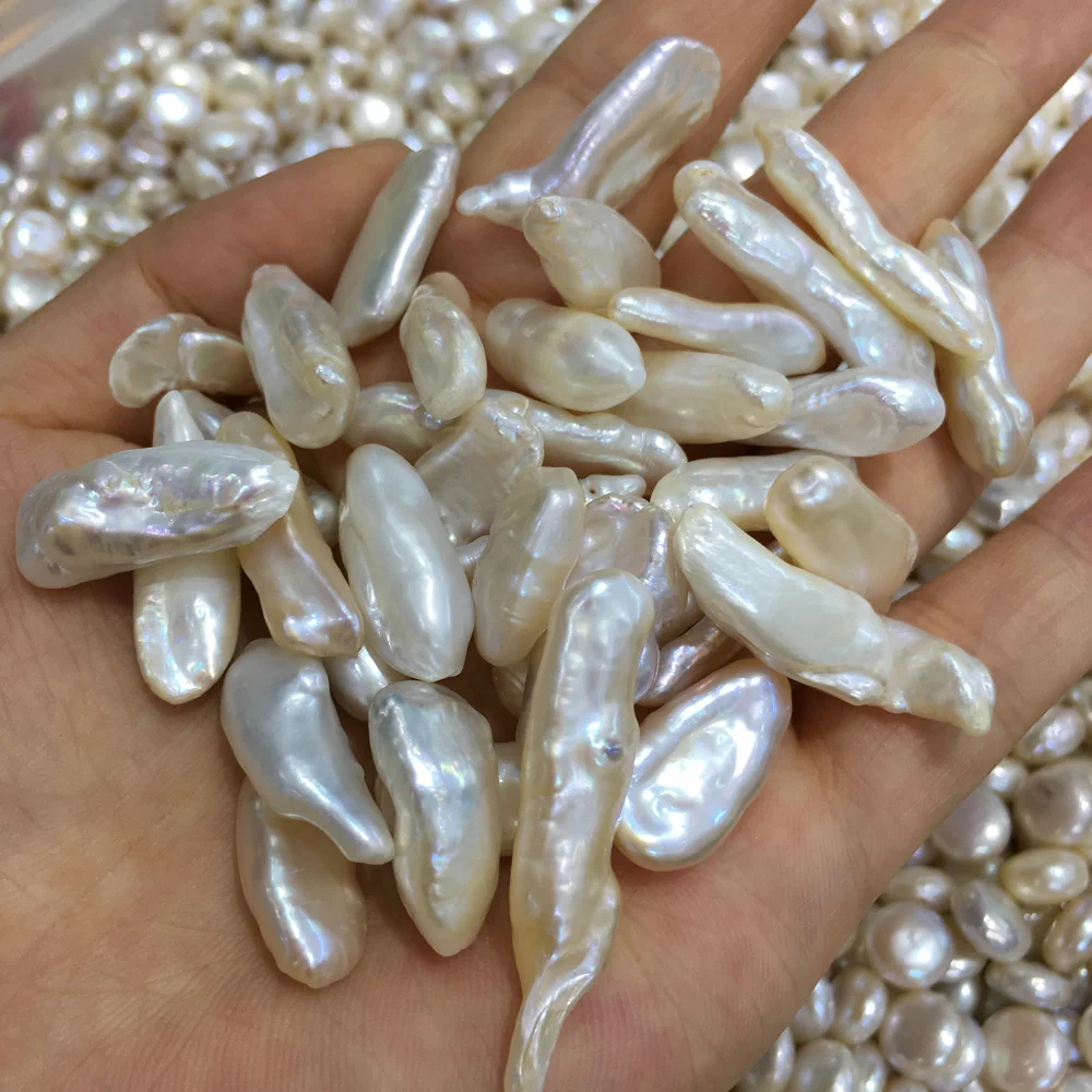

New Pipa-shaped White Freshwater Pearl Beads Simple And Stylish DIY Jewelry Gift Size 5x10-7x25mm