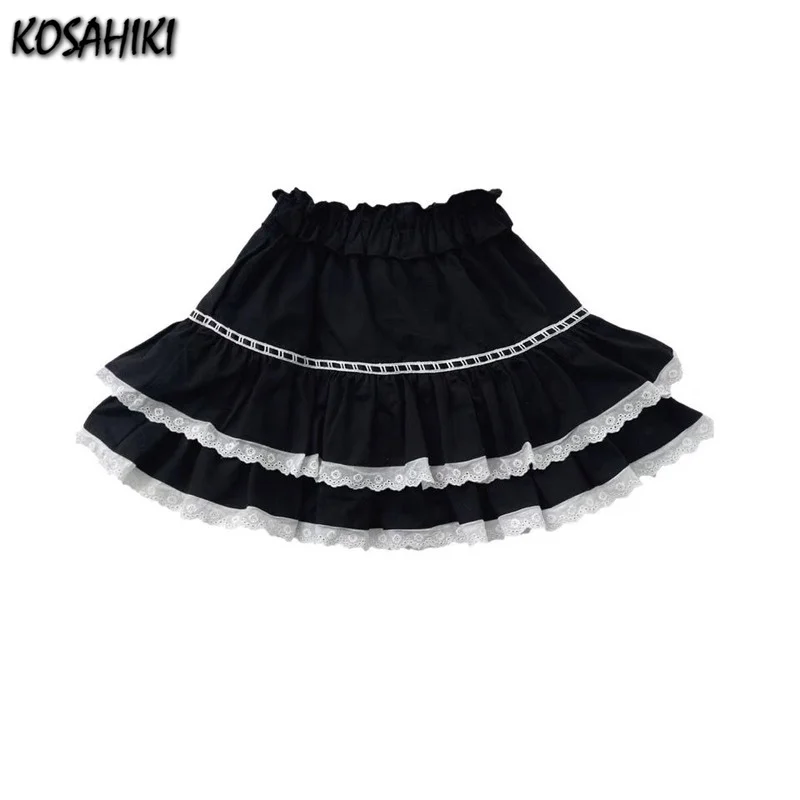 

KOSAHIKI Y2k Skirt Japanese Harajuku Girls Sweet High Waist Pleated Skirts Gothic Lolita Cake Mini Skirts Women Kawaii Skirts