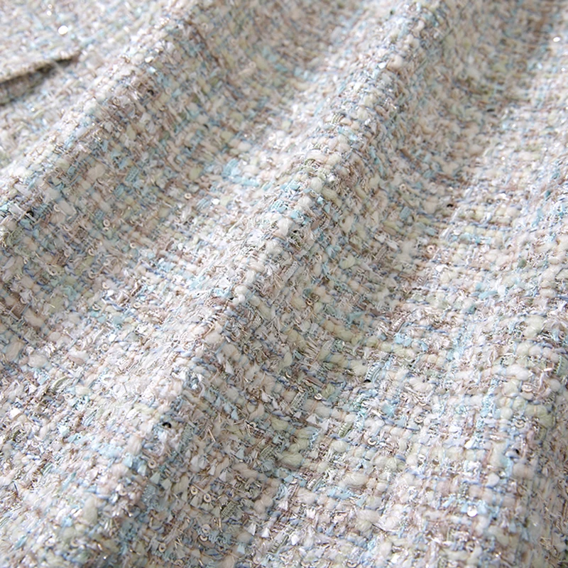 

Jacket women Tweed light green Sequins flash fabric one-piece Spring / Autumn women's jacket Small Fragrance ladies jacket coat
