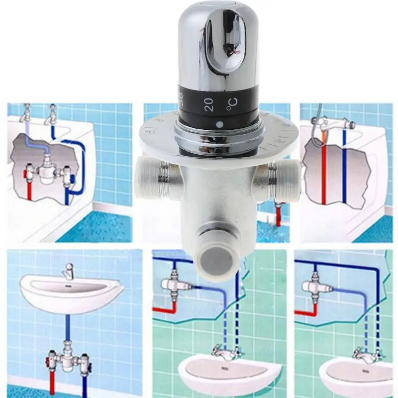 

Brass Thermostatic Mixer Valve Water Temperature Control Valve for Bath Shower R9JF