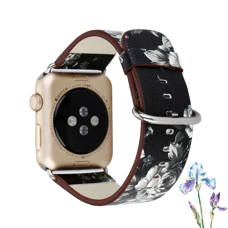 Применимо к Apple Appple ремешок для часов идиллический цветочный кожаный iwatch |