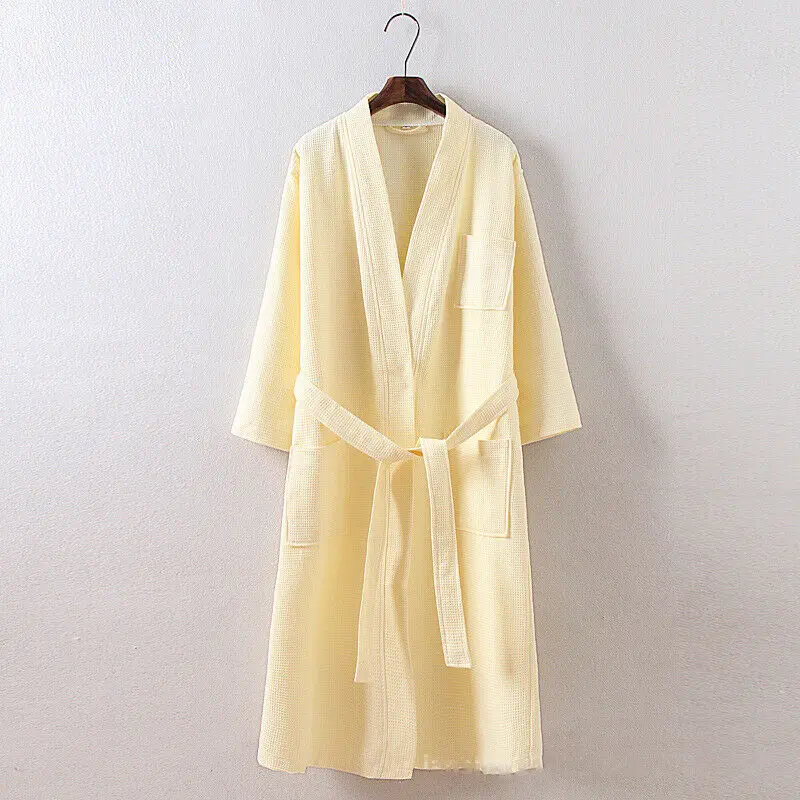 Men and Women Cotton Couple Bathrobe Robes Spring White Robe Gown Plus Size Cotton Waffle Couple Bathrobe