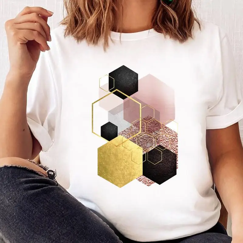 

Женская футболка с принтом, футболка с графическим принтом, женская футболка с коротким рукавом, акварельная новая стильная трендовая футб...