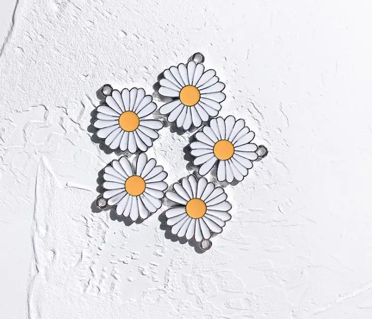 

Cute charms Enamel Dripping oil Double-sided petal daisy sunflower jewelry headdress earring pendant Zinc Alloy 50pcs/lot