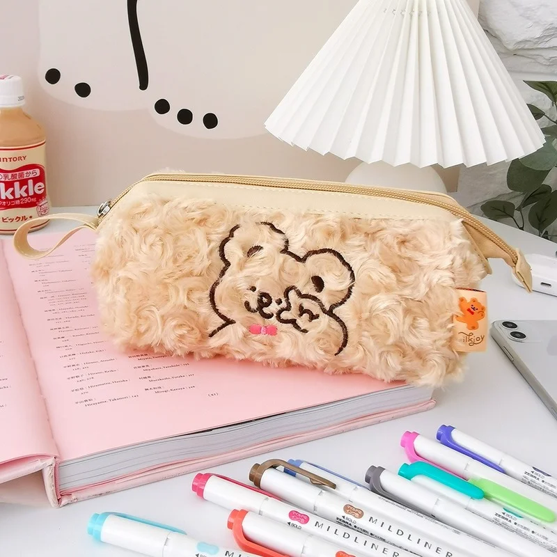 Милый плюшевый чехол для карандашей в форме животного стильная Студенческая