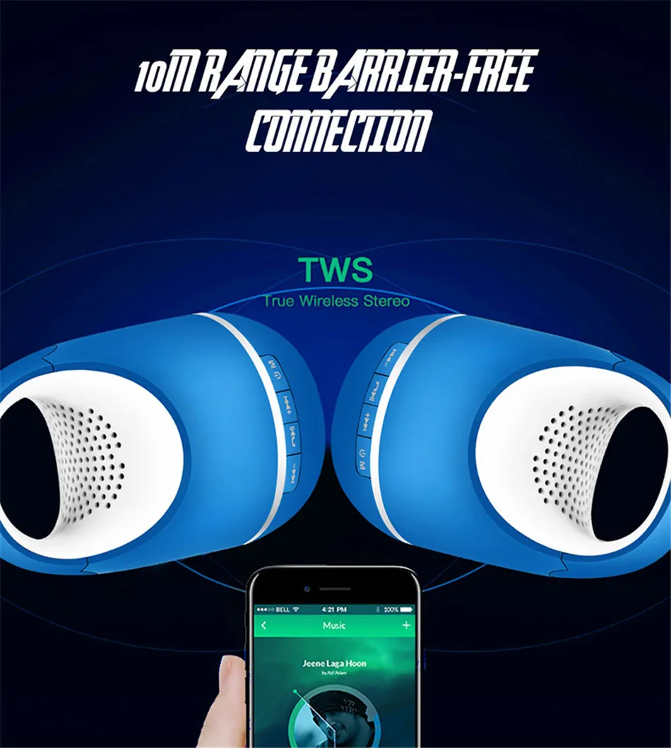 

Wonderful Quality Outdoor Bluetooth Sound Portable Waterproof Music Column Wireless Subwoofer Stereo AO