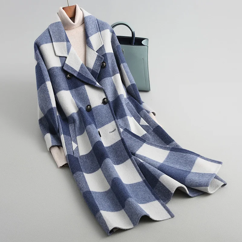 Зимнее женское пальто из натуральной шерсти двухстороннее шерстяное и куртки