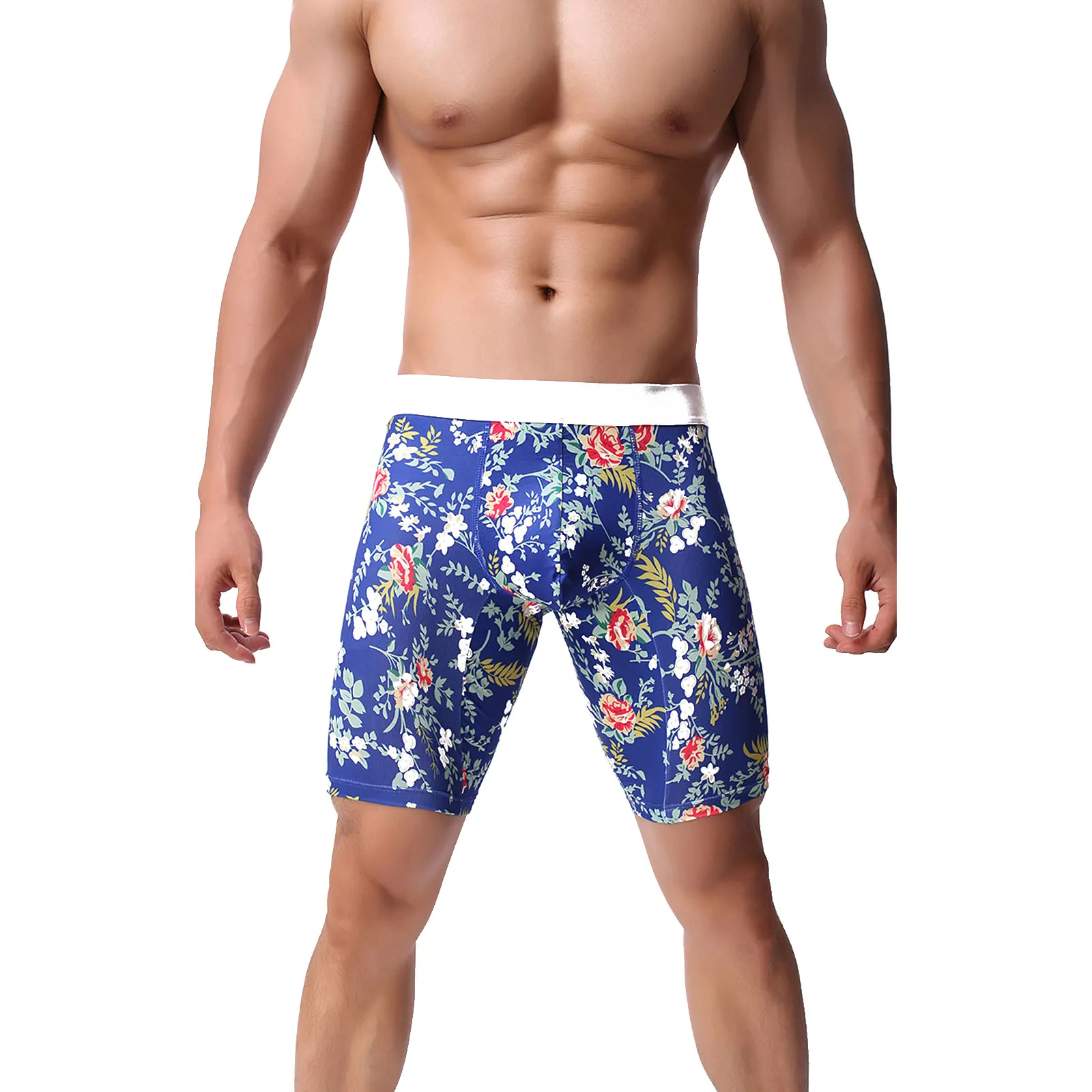 

Men Low Waist Trunks, Printed Pattern Breathable and Elastic Knickers, Green/ Blue/ Dark Blue/ White