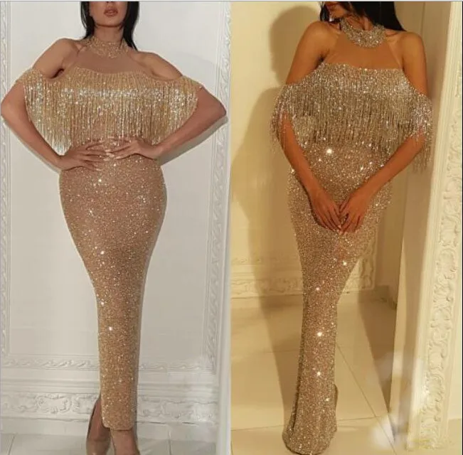 Серебристое и золотистое блестящее лоскутное платье с кисточками женское