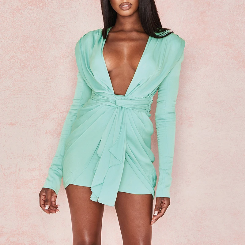 Женское облегающее мини-платье Max Spri Клубное платье с длинным рукавом и