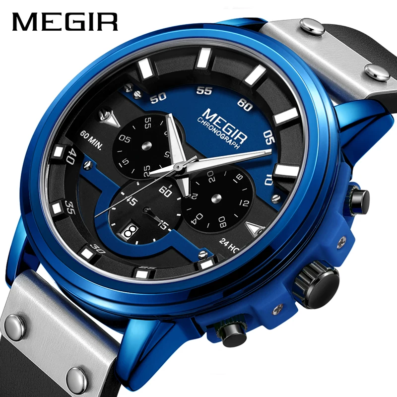 

MEGIR Watch Men Sport Waterproof Mens Watches Top Brand Luxury Quartz Wristwatch Clock Hour Erkek Kol Saati Relogio Masculino