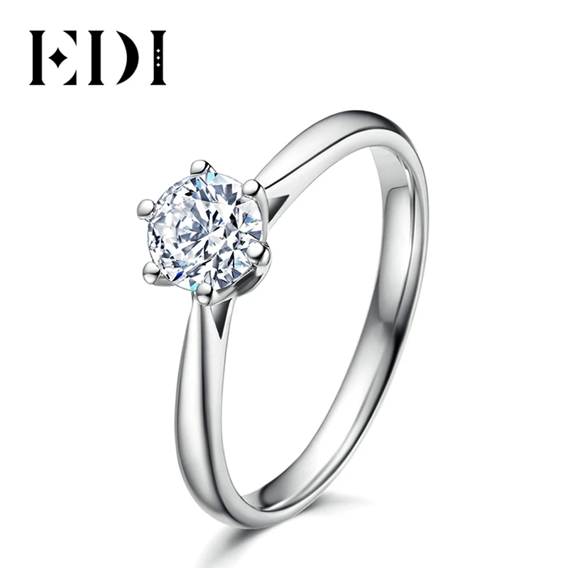 EDI 0.4ct солитер муассанит кольцо с 4 зубцами стандартная Серебряная лабораторная