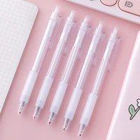 5pc black ink 0 5 mm simple white office press gel pen used for writing student stationery and school supplies diary