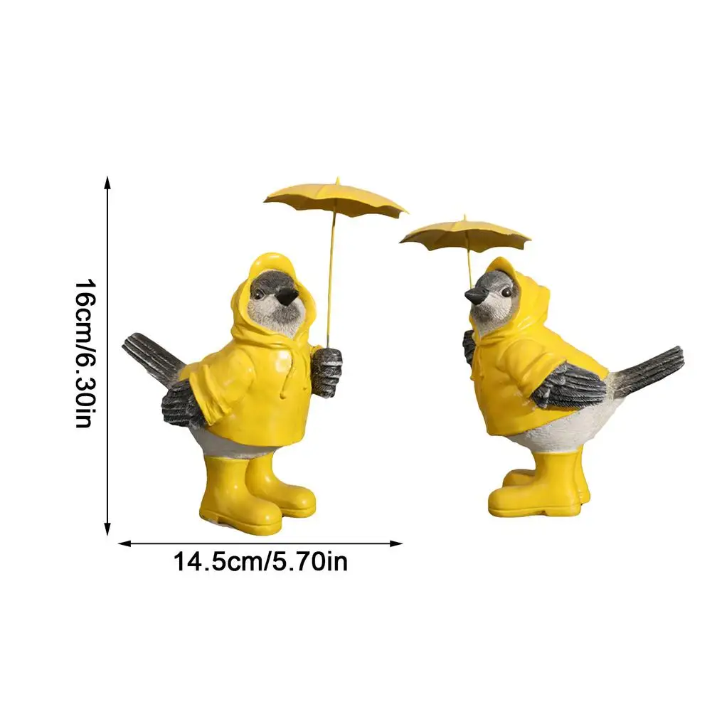 Скульптура в виде зонта и птицы милые декоративные украшения из желтой смолы для