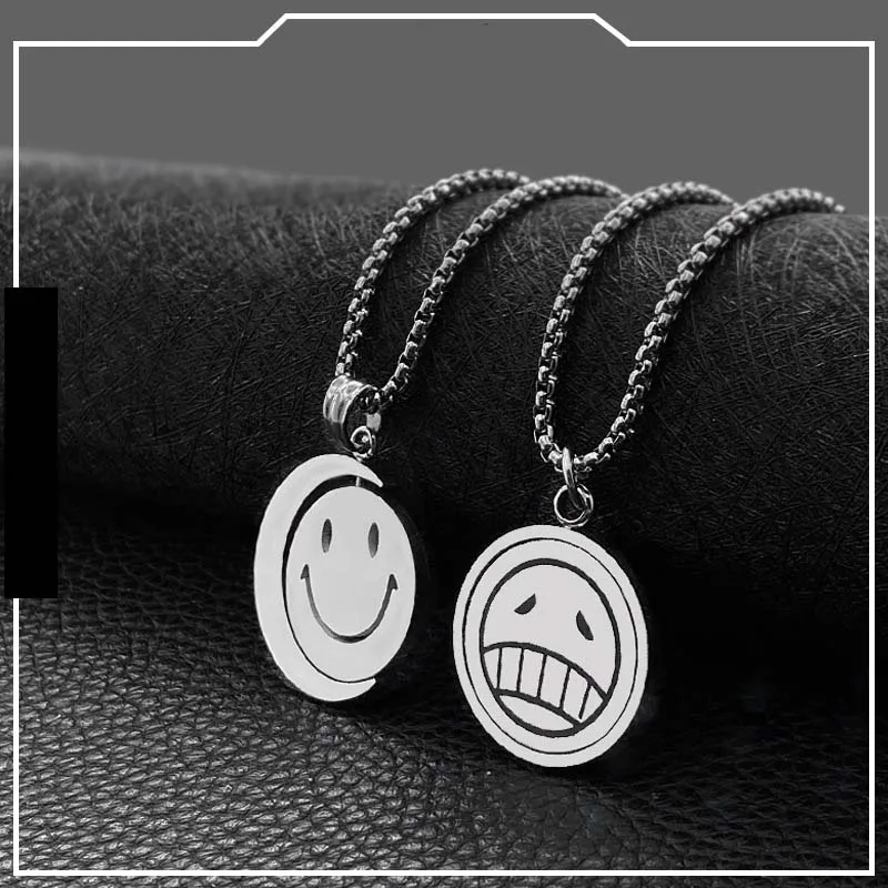 

Smiley And Crying face Figure High Quality Pendant Necklaces Street Hiphop Fashion Couple Necklace Jewelry Trendy Kpop Collares