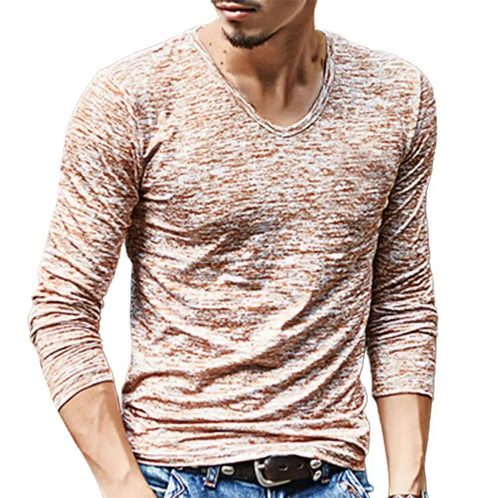

Dropshipping!! V Neck Elastic Top Camouflage Long Sleeve Men Shirt for Autumn