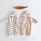 Детский цельный комбинезон для новорожденных мальчиков и девочек комбинезон с капюшоном для сохранения тепла детская хлопковая одежда