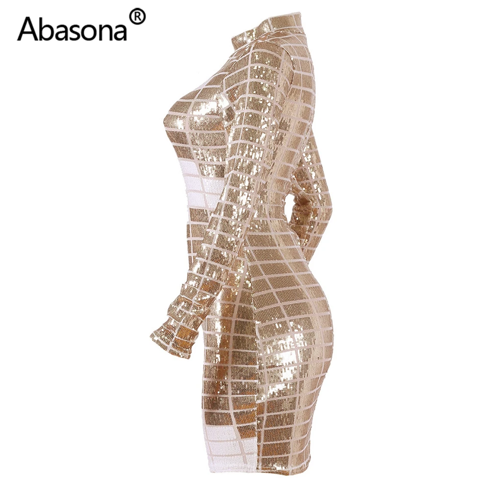 Abasona, Осеннее, зимнее, женское, с длинным рукавом, геометрический рисунок, сексуальное, облегающее, мини платье, из прозрачной сетки, обтягивающие, с блестками, платья, вечерние, для ночного клуба