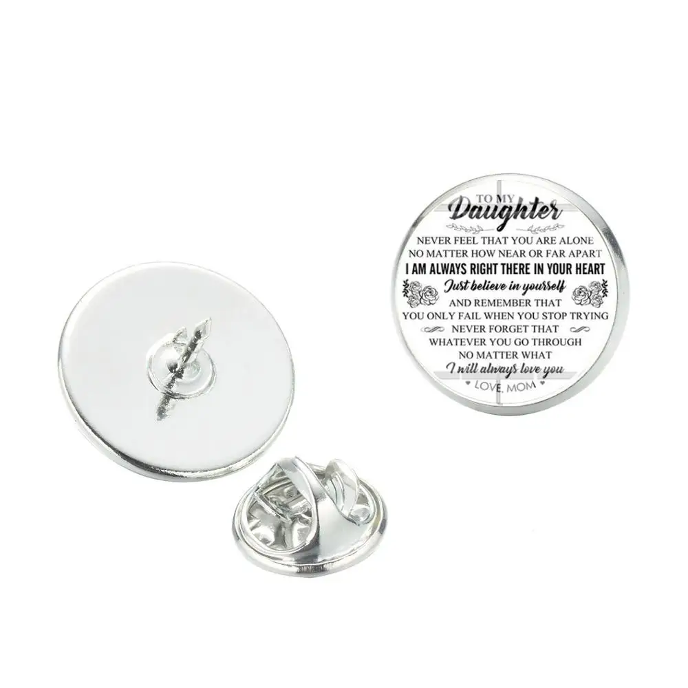 SIAN To My Loved Daughter Brooch You Are Child A Letter from Dad and Mom Crystal Time Gem Stainless Steel Pins Badge for Kids | Украшения и
