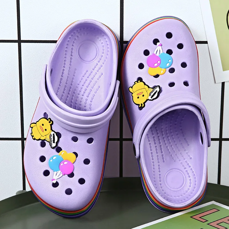 Сандалии женские из ЭВА Нескользящие пляжные шлепанцы мультяшный рисунок без