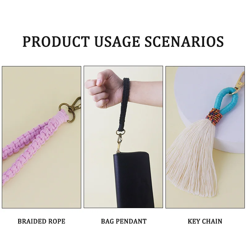 Personality braided rope keychain pendant charm lady handbag pendant mobile phone lanyard car decoration jewelry gift