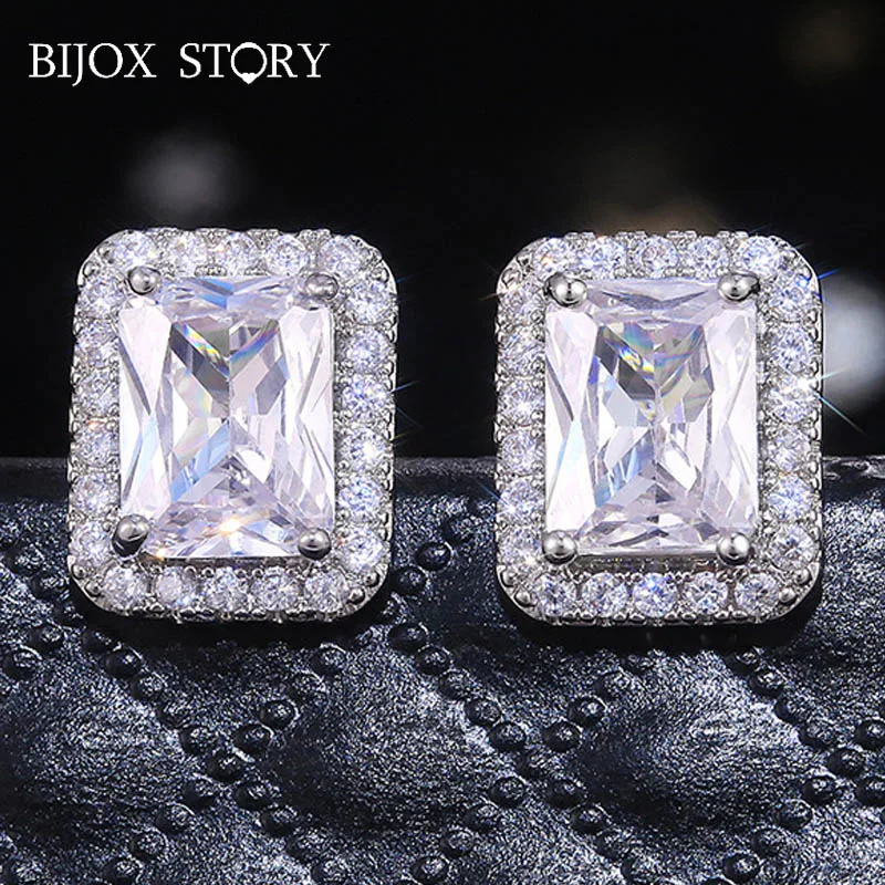 Женские серьги гвоздики из серебра 925 пробы с цирконом 9 х12 мм|Серьги-гвоздики| |