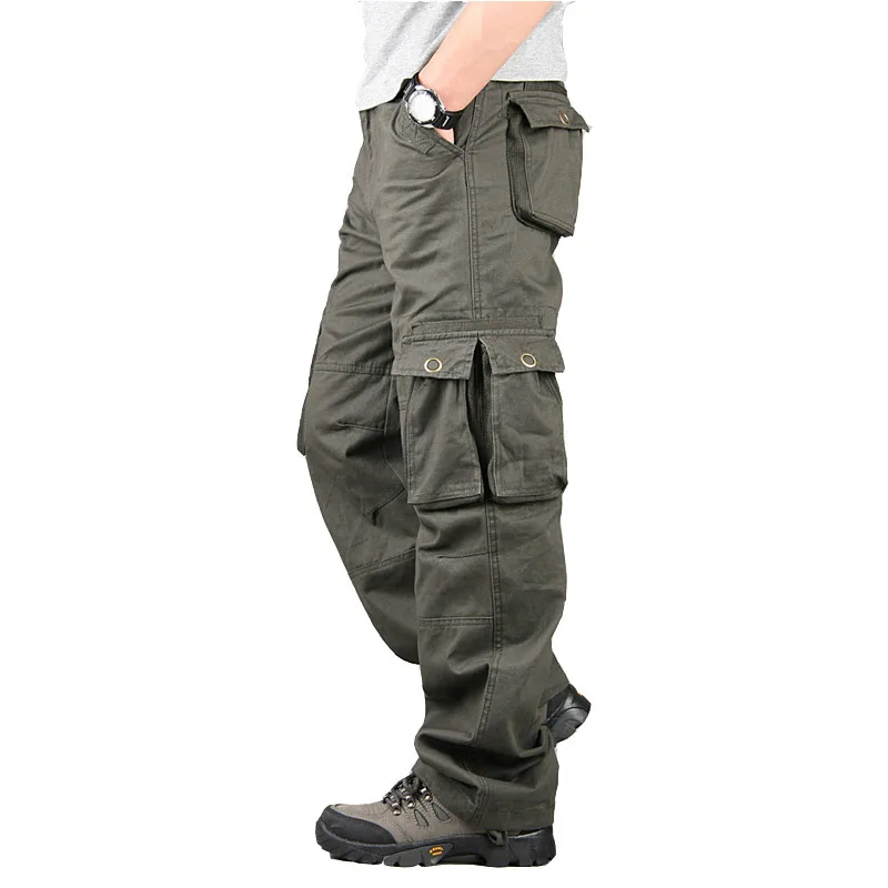 

Fashion Men's Cargo Pants Military Tactical Pants Men Multi Pockets Outwear Streetwear Army Style Straight Slacks Long Trousers