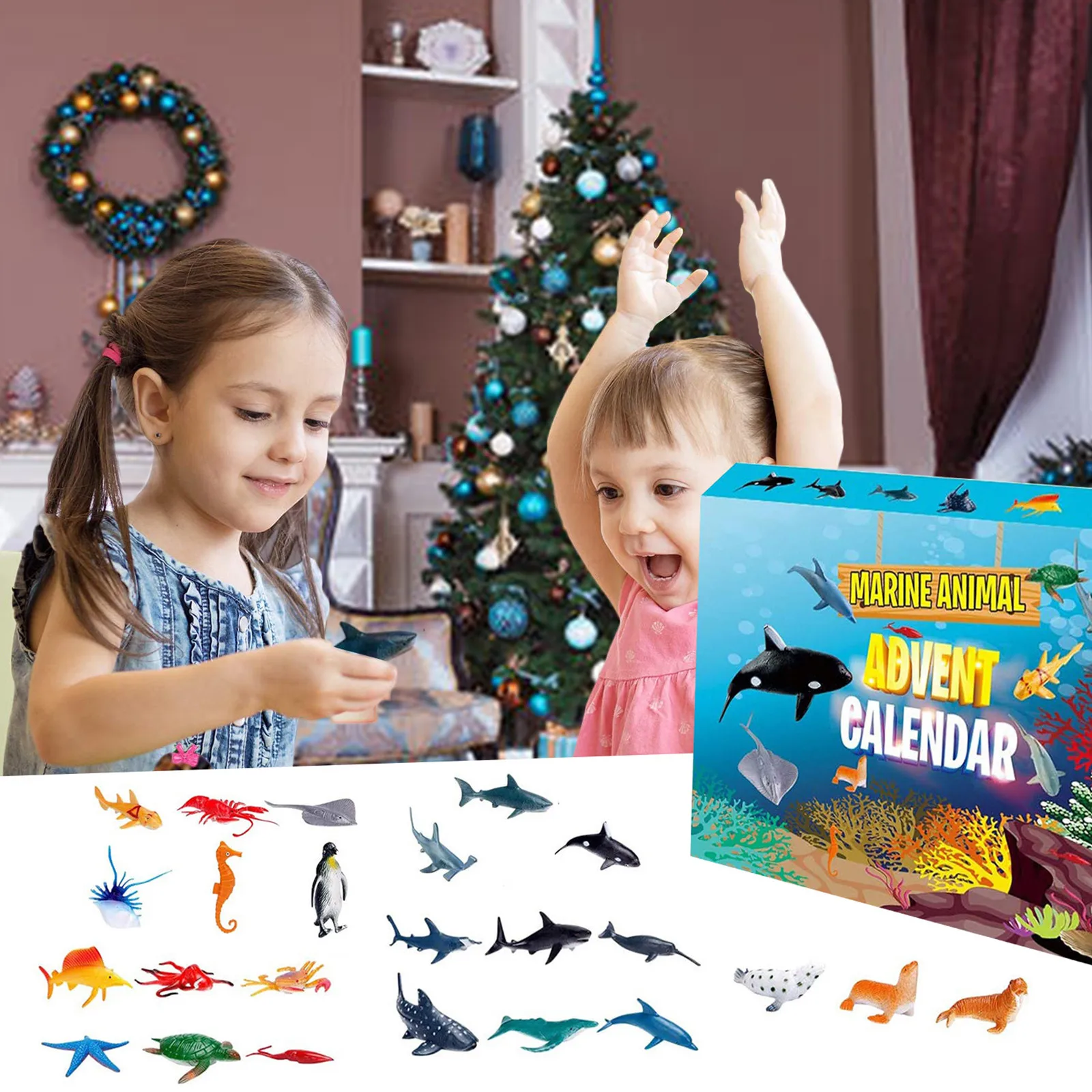 

Advent Calendar Countdown Christmas children's gift Advent Calendar 2020 Marine Animal 24Pcs Different Countdown Calendar Toy