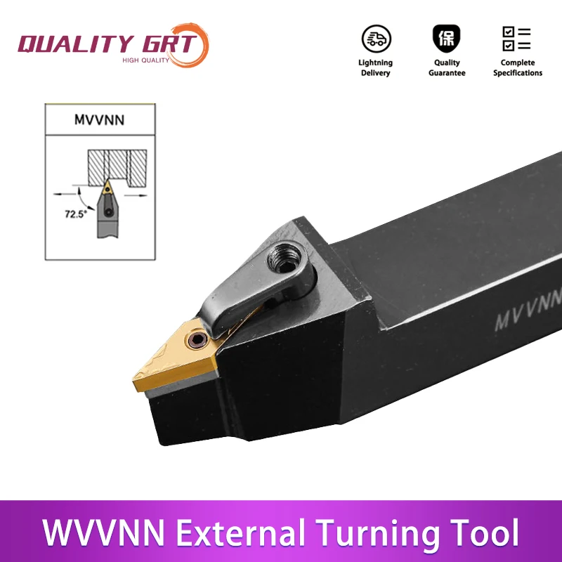 

Q.Grt MVVNN2020K16 MVVNN1616K16 MVVNN2525M16 External Turning Tool Holder Carbide Inserts VNMG MVVNN CNC Lathe Cutting Tools