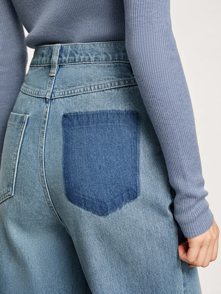 Минималистские женские джинсы Amii модные джинсовые брюки с высокой талией и