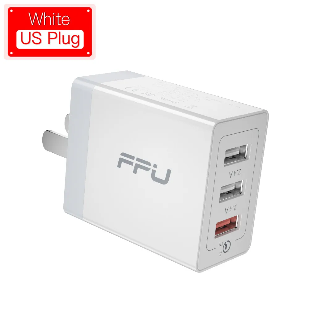 US Plug -White 3 usb FPU 3 Port USB Charger 30W Quick Charge 3.0 2.0 Mobile Phone Charger for iPhone EU QC3.0 Fast Charger for Huawei Samsung S9+ S10 - Тип штекера: US Plug -White 3 usb