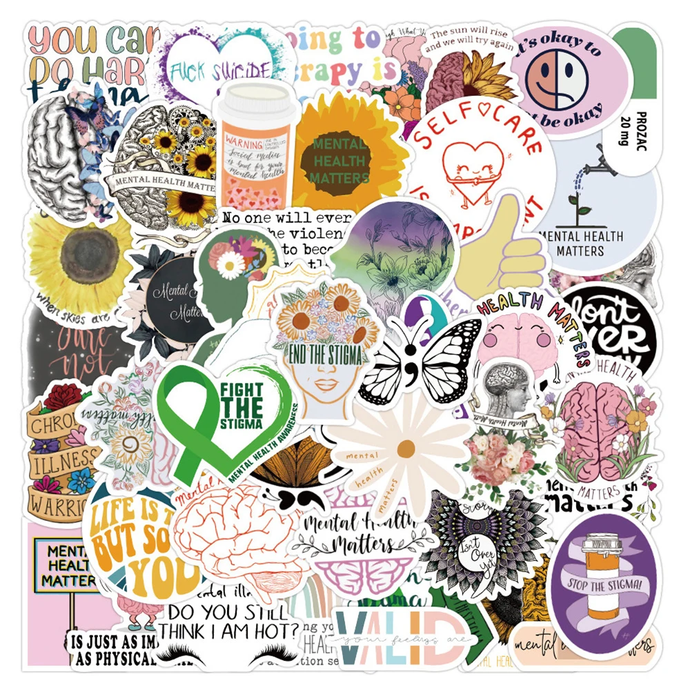 

10/30/50PCS Mental Health Knowledge Education Stickers Suitcase Guitar Laptop Helmet Mobile Phone Shell Sticker Wholesale